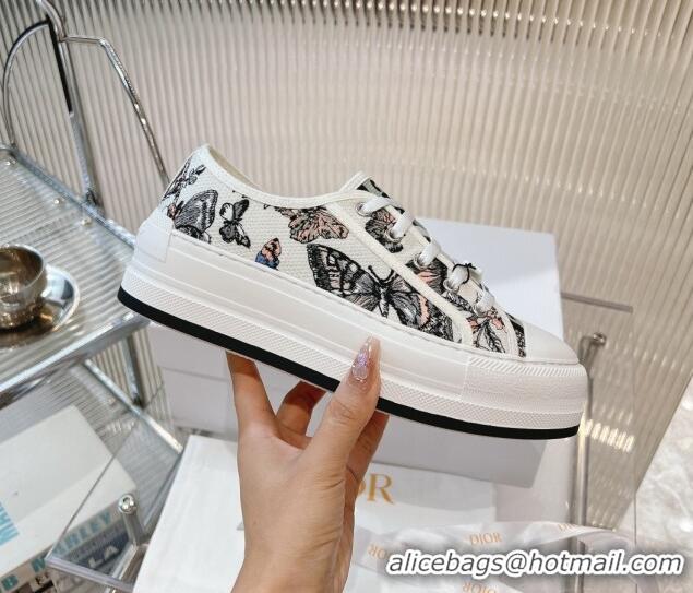 Good Looking Dior Walk'n'Dior Platform Sneakers 4.5cm in White 2 Butterfly Embroidered Cotton 7230077