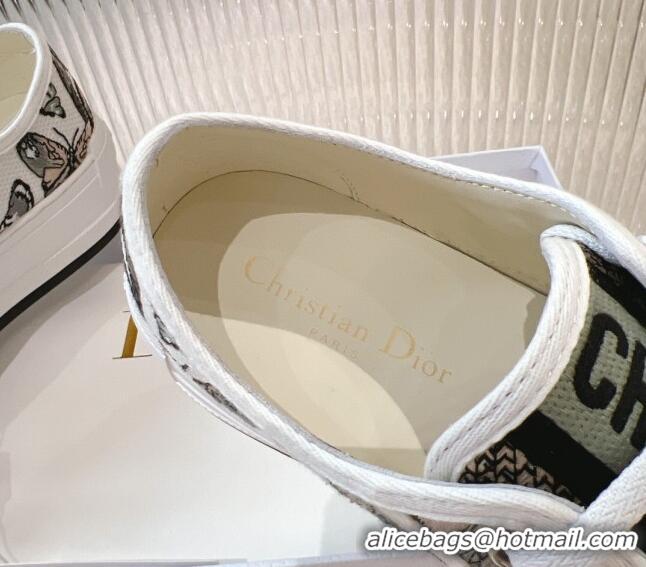 Good Looking Dior Walk'n'Dior Platform Sneakers 4.5cm in White 2 Butterfly Embroidered Cotton 7230077