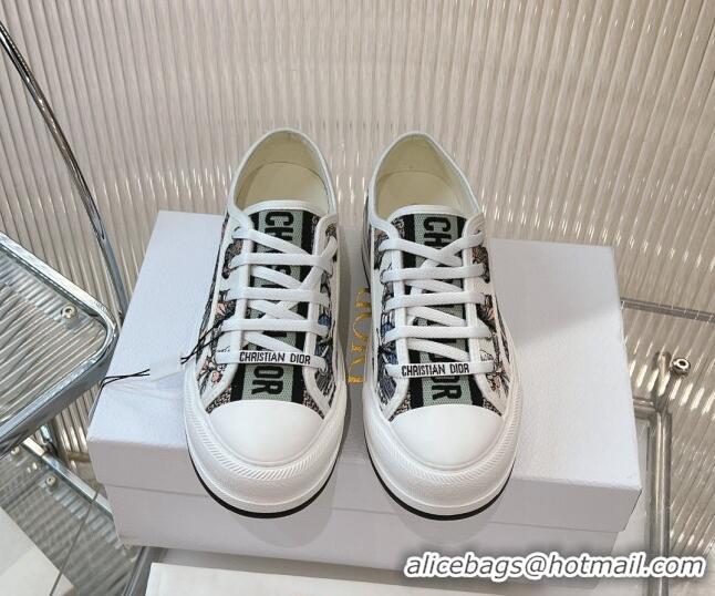 Good Looking Dior Walk'n'Dior Platform Sneakers 4.5cm in White 2 Butterfly Embroidered Cotton 7230077