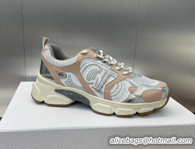 Low Price Dior Chrono Sneakers 4cm in Mesh with Laminated Leather-Effect Panels Rose Beige 7230079