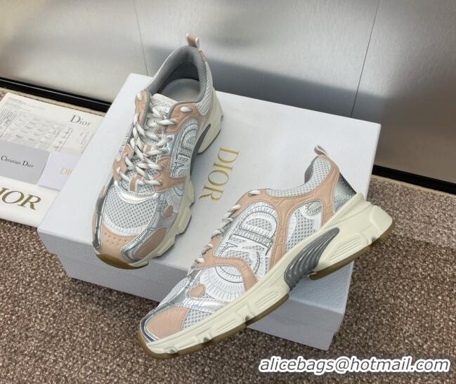 Low Price Dior Chrono Sneakers 4cm in Mesh with Laminated Leather-Effect Panels Rose Beige 7230079