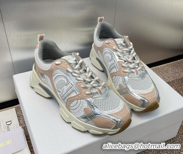 Low Price Dior Chrono Sneakers 4cm in Mesh with Laminated Leather-Effect Panels Rose Beige 7230079