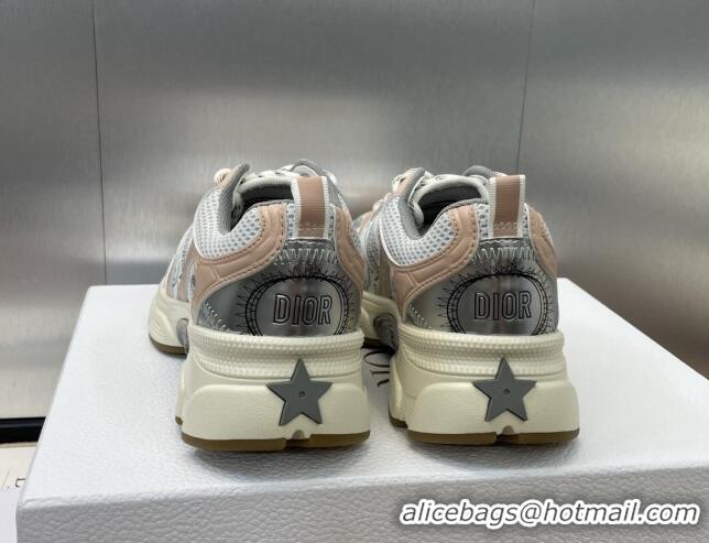 Low Price Dior Chrono Sneakers 4cm in Mesh with Laminated Leather-Effect Panels Rose Beige 7230079