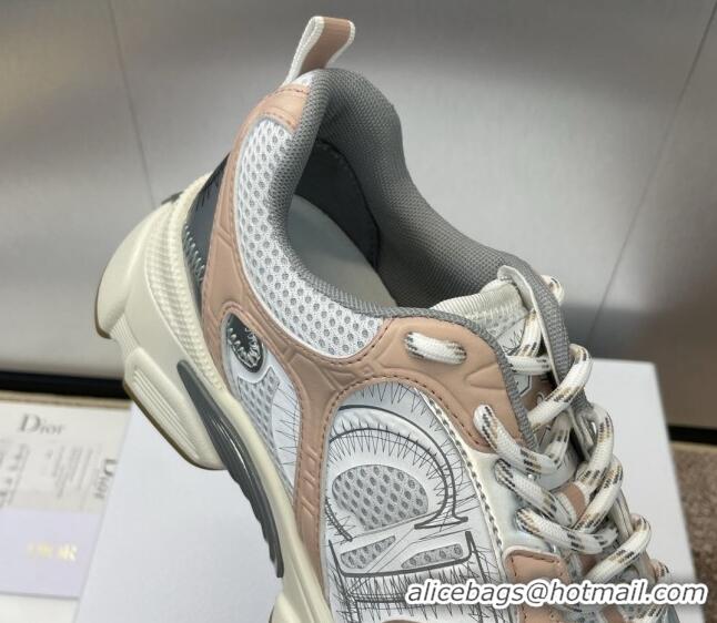 Low Price Dior Chrono Sneakers 4cm in Mesh with Laminated Leather-Effect Panels Rose Beige 7230079