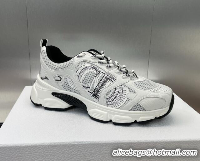 Most Popular Dior Chrono Sneakers 4cm in Mesh with Laminated Leather-Effect Panels White 7230078