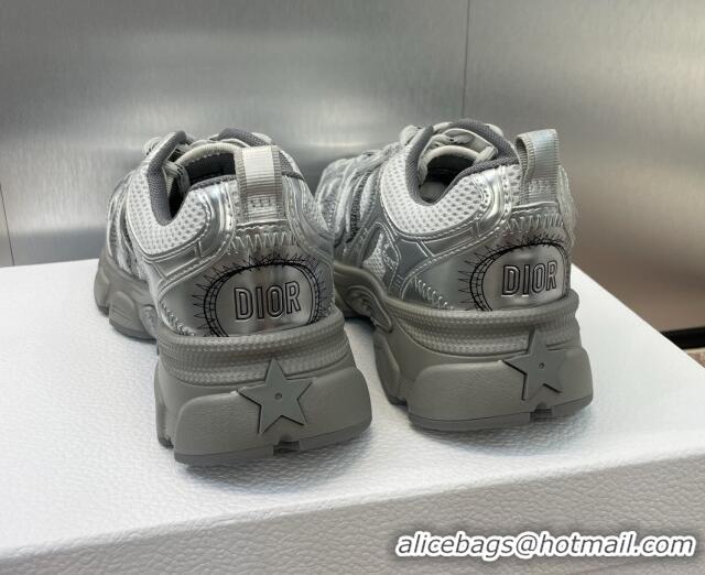 Popular Style Dior Dior Chrono Sneakers 4cm in Mesh with Laminated Leather-Effect Panels Silver Grey 7230081