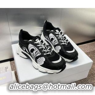 Lower Price Dior Dior Chrono Sneakers 4cm in Mesh with Laminated Leather-Effect Panels Black 7230082