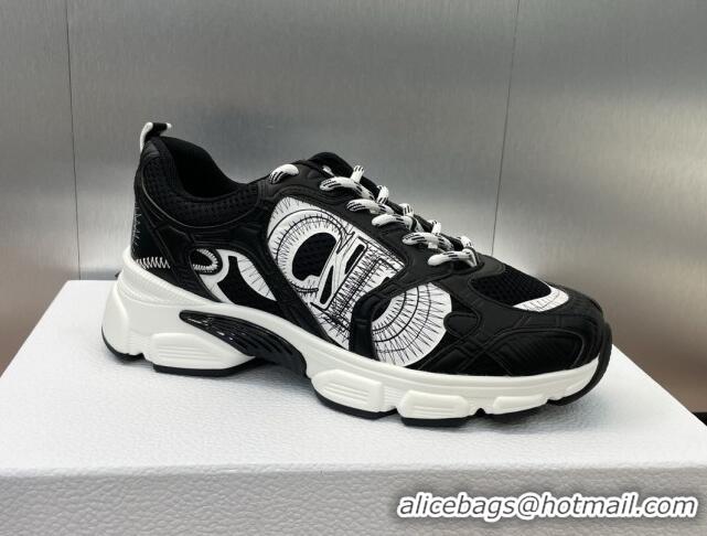 Lower Price Dior Dior Chrono Sneakers 4cm in Mesh with Laminated Leather-Effect Panels Black 7230082