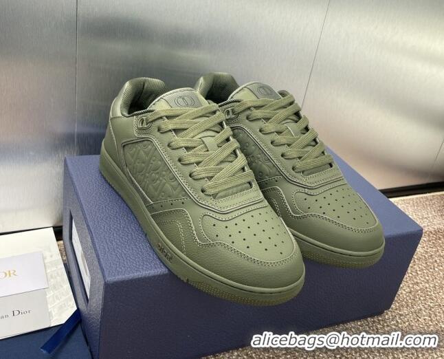 Unique Style Dior B27 Low-Top Sneakers in Grained Calfskin Khaki Green 7230085