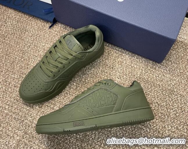 Unique Style Dior B27 Low-Top Sneakers in Grained Calfskin Khaki Green 7230085