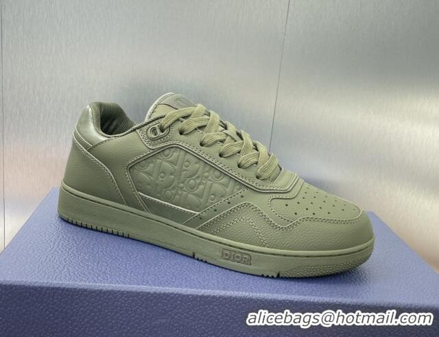 Unique Style Dior B27 Low-Top Sneakers in Grained Calfskin Khaki Green 7230085