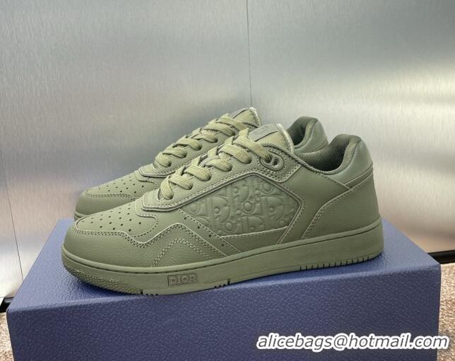 Unique Style Dior B27 Low-Top Sneakers in Grained Calfskin Khaki Green 7230085