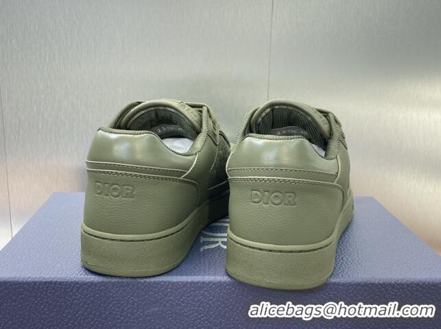 Unique Style Dior B27 Low-Top Sneakers in Grained Calfskin Khaki Green 7230085