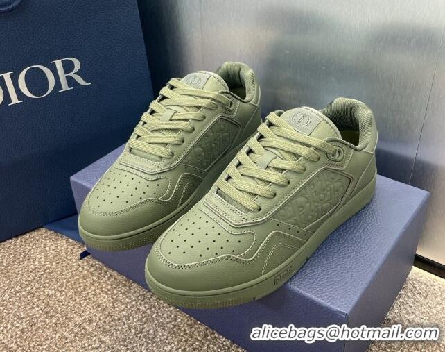 Unique Style Dior B27 Low-Top Sneakers in Grained Calfskin Khaki Green 7230085