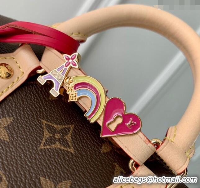 Low Price Louis Vuitton Speedy 18 LV&I Monogram Canvas Bag with Charm M46970 Brown 2024