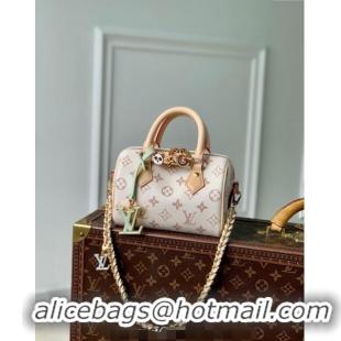 Promotional Louis Vuitton Speedy 18 LV&I Monogram Dune Canvas Bag with Charm M24606 White 2024