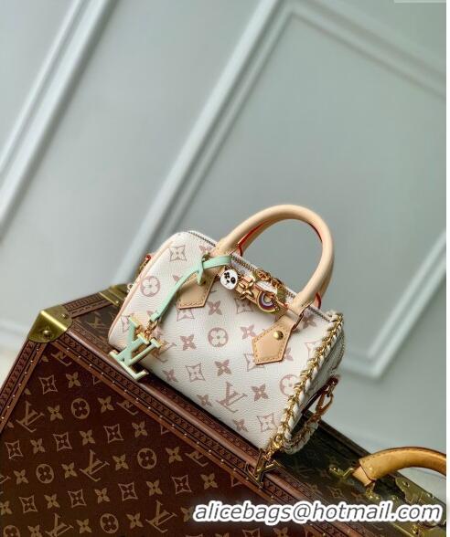 Promotional Louis Vuitton Speedy 18 LV&I Monogram Dune Canvas Bag with Charm M24606 White 2024