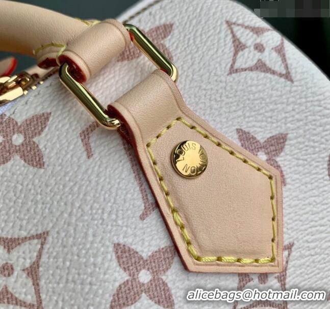 Promotional Louis Vuitton Speedy 18 LV&I Monogram Dune Canvas Bag with Charm M24606 White 2024