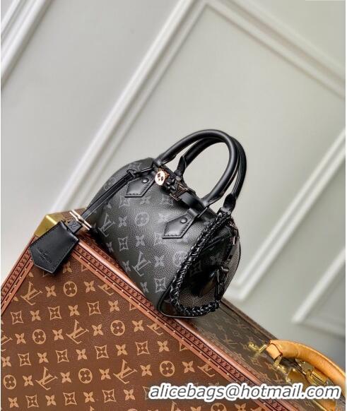 Low Cost Louis Vuitton Speedy 18 LV&I Monogram Eclipse Canvas Bag with Charm M24474 Black 2024