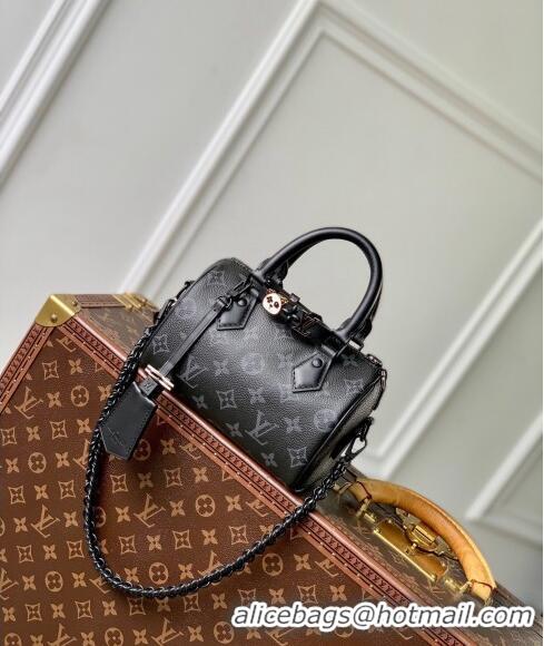 Low Cost Louis Vuitton Speedy 18 LV&I Monogram Eclipse Canvas Bag with Charm M24474 Black 2024