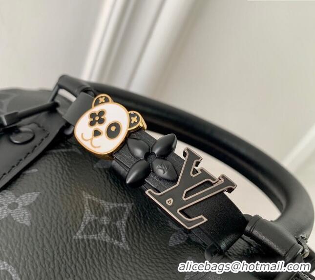 Low Cost Louis Vuitton Speedy 18 LV&I Monogram Eclipse Canvas Bag with Charm M24474 Black 2024