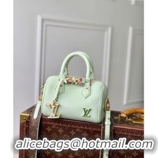 Super Quality Louis Vuitton Speedy 18 LV&I Bag with Charm in Light Green Leather M24605 2024