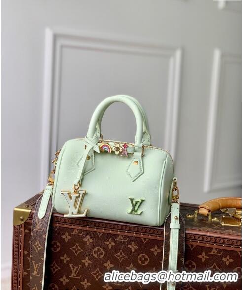 Super Quality Louis Vuitton Speedy 18 LV&I Bag with Charm in Light Green Leather M24605 2024