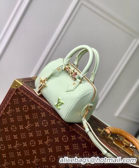 Super Quality Louis Vuitton Speedy 18 LV&I Bag with Charm in Light Green Leather M24605 2024