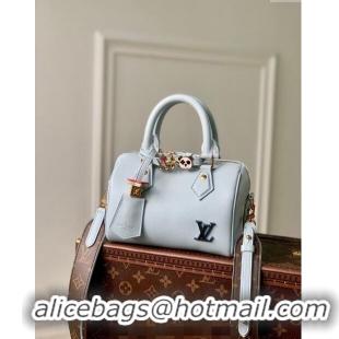 Unique Grade Louis Vuitton Speedy 18 LV&I Bag with Charm in Light Blue Leather M24604 2024