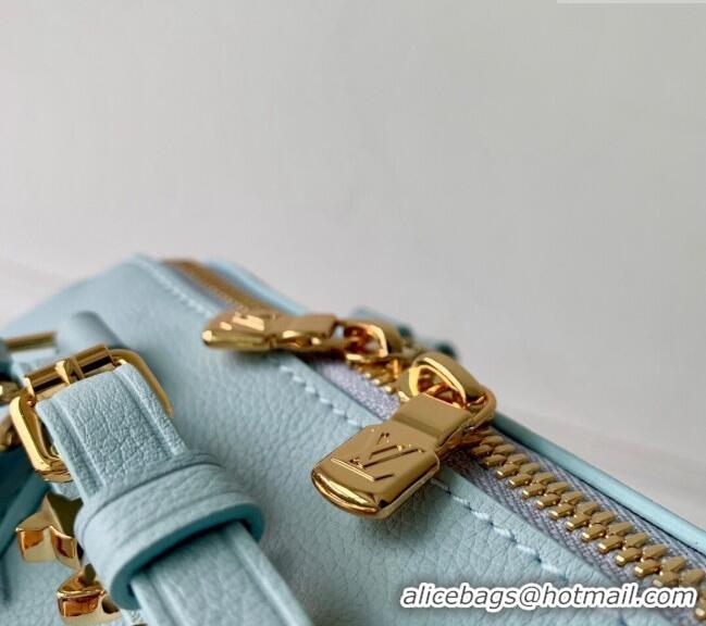 Unique Grade Louis Vuitton Speedy 18 LV&I Bag with Charm in Light Blue Leather M24604 2024