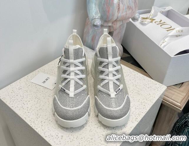 Hot Style Dior D-Connect Sneakers with Strass Grey 7230090