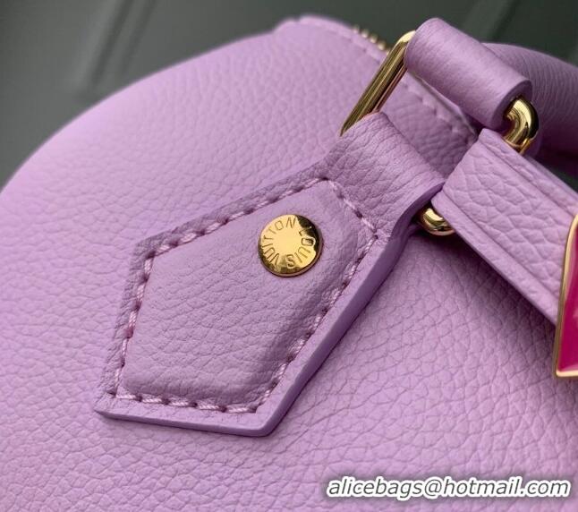 Shop Louis Vuitton Speedy 18 LV&I Bag with Charm in Purple Leather M24598 2024