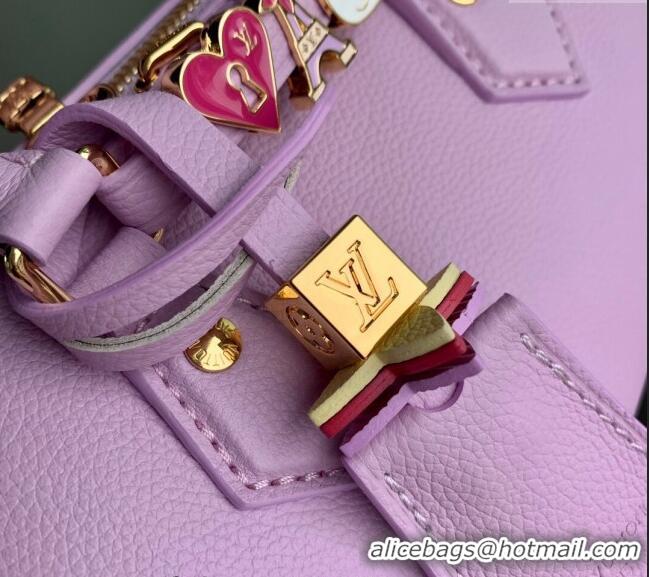 Shop Louis Vuitton Speedy 18 LV&I Bag with Charm in Purple Leather M24598 2024