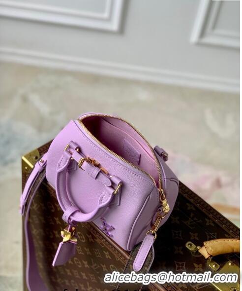 Shop Louis Vuitton Speedy 18 LV&I Bag with Charm in Purple Leather M24598 2024