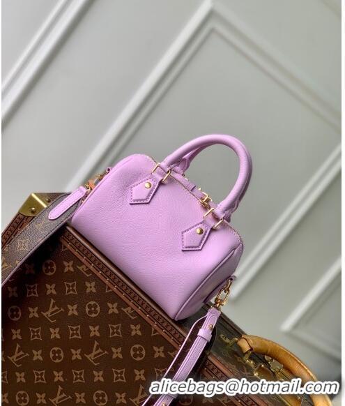 Shop Louis Vuitton Speedy 18 LV&I Bag with Charm in Purple Leather M24598 2024