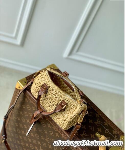 Top Design Louis Vuitton Nano Speedy Mini Bag in Raffia Straw M83525 2024