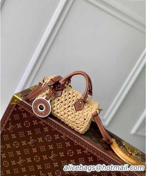 Top Design Louis Vuitton Nano Speedy Mini Bag in Raffia Straw M83525 2024