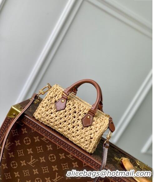 Top Design Louis Vuitton Nano Speedy Mini Bag in Raffia Straw M83525 2024