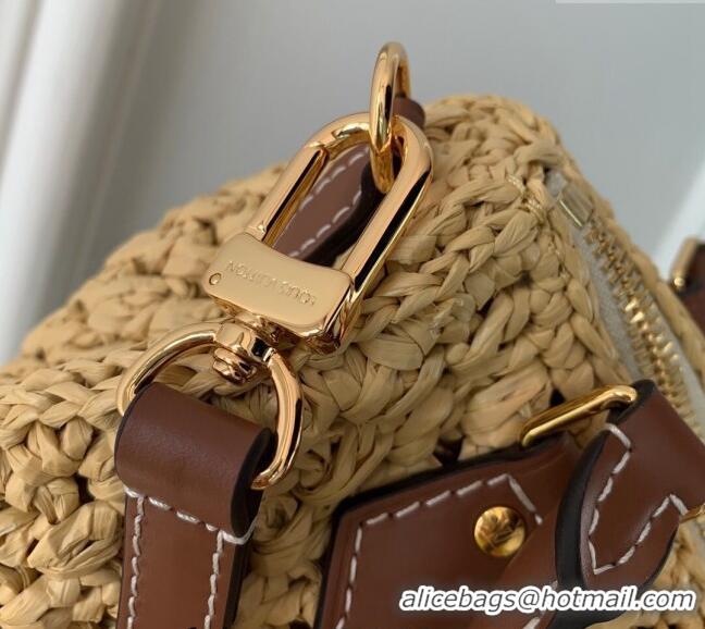 Top Design Louis Vuitton Nano Speedy Mini Bag in Raffia Straw M83525 2024