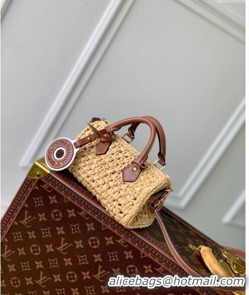 Top Design Louis Vuitton Nano Speedy Mini Bag in Raffia Straw M83525 2024