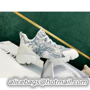 Good Quality Dior D-Connect Sneakers in Blue Toile de Jouy Technical Fabric 7230093