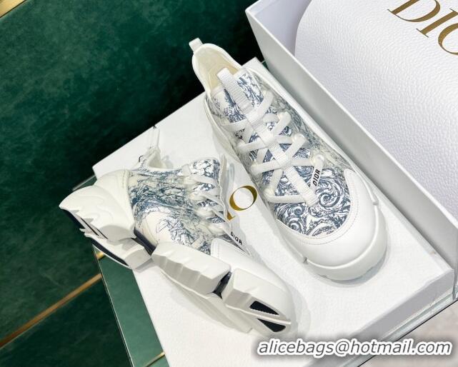 Good Quality Dior D-Connect Sneakers in Blue Toile de Jouy Technical Fabric 7230093