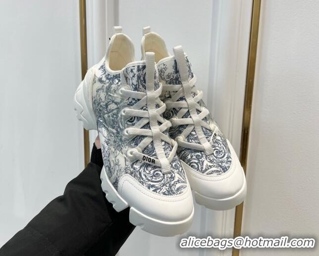 Good Quality Dior D-Connect Sneakers in Blue Toile de Jouy Technical Fabric 7230093