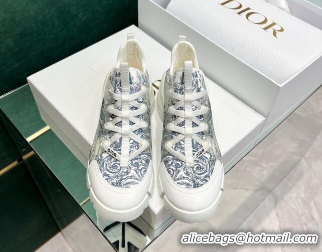 Good Quality Dior D-Connect Sneakers in Blue Toile de Jouy Technical Fabric 7230093