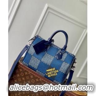 Well Crafted Louis Vuitton Men's Speedy 25 Bandouliere bag in Blue Damier Heritage Canvas N40691 2024