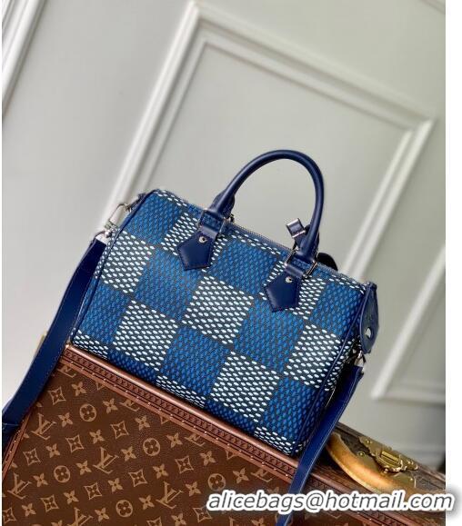 Well Crafted Louis Vuitton Men's Speedy 25 Bandouliere bag in Blue Damier Heritage Canvas N40691 2024