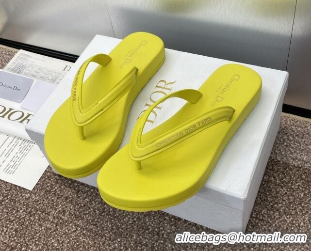 Sumptuous Dior Diorsea Flat Thong Sandal in Calfskin Yellow 724057