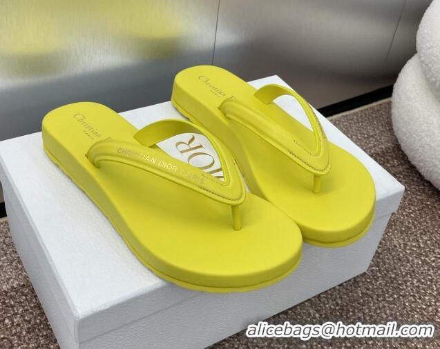 Sumptuous Dior Diorsea Flat Thong Sandal in Calfskin Yellow 724057