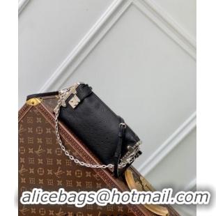 Super Quality Louis Vuitton Slim Trunk Hobo bag in Ostrich Embossed Leather M25445 Black 2024