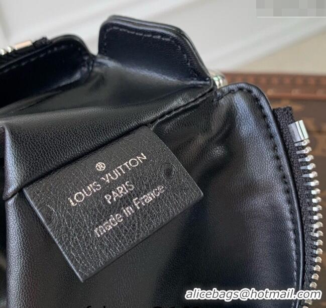 Super Quality Louis Vuitton Slim Trunk Hobo bag in Ostrich Embossed Leather M25445 Black 2024